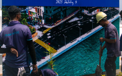 Billboard announcing the opening of the first segment of northern Boduthakurufaanu Magu. | Photo: MV+