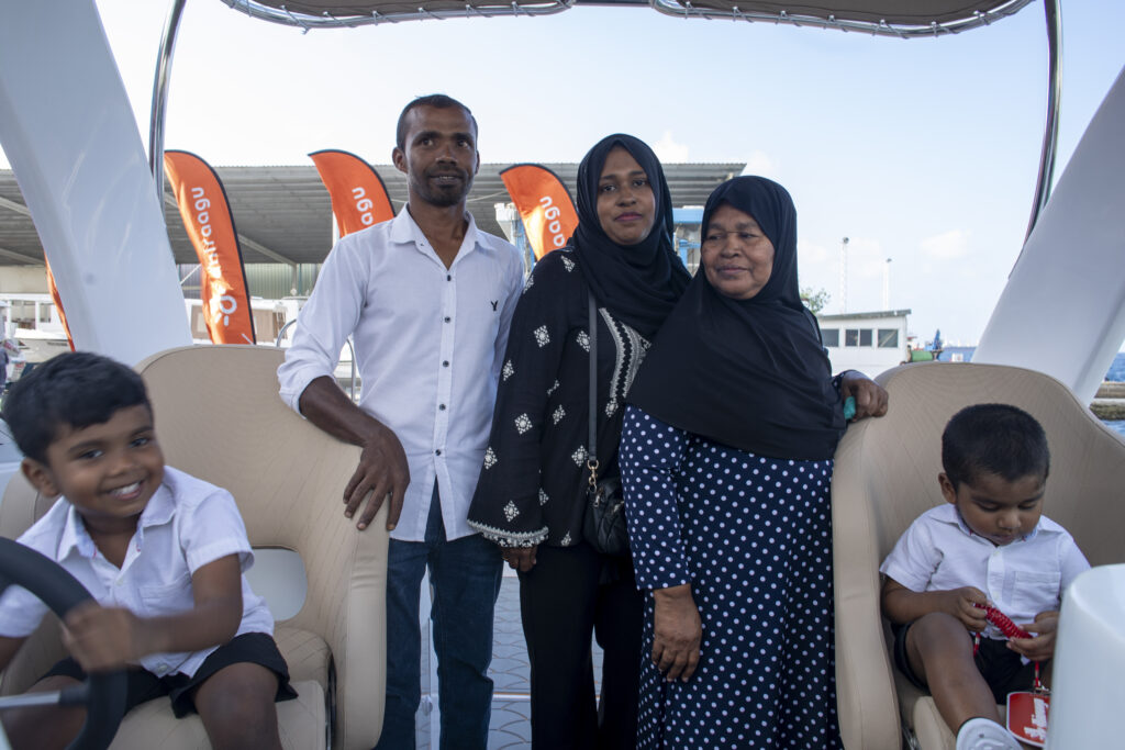 Recipient of the speedboat, Abdulla Saeed and family. 